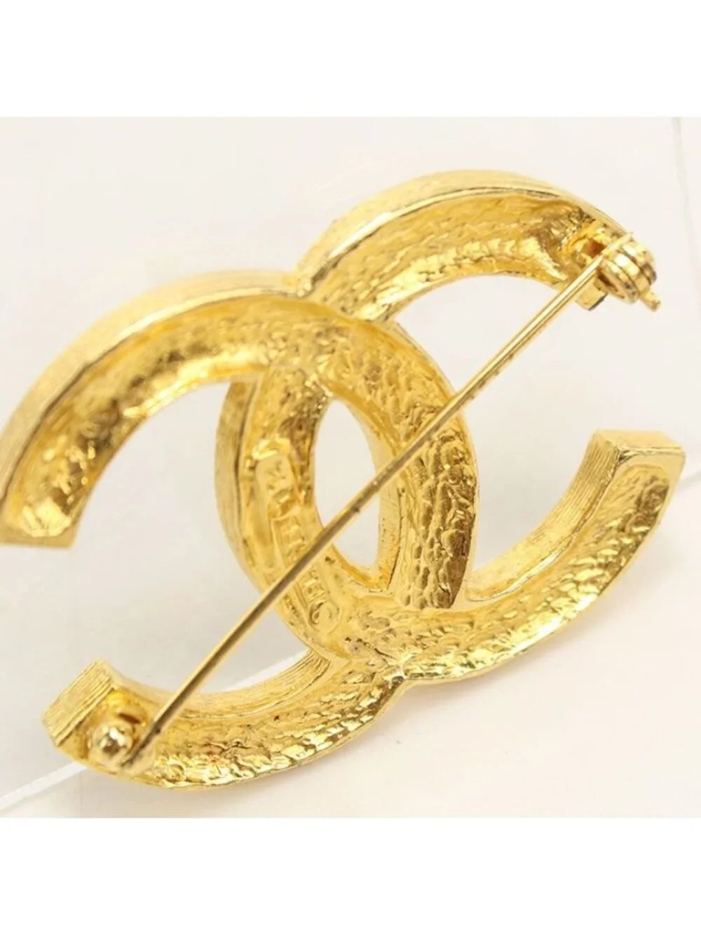 Chanel Rhinestone CC Logo Brooch Metal